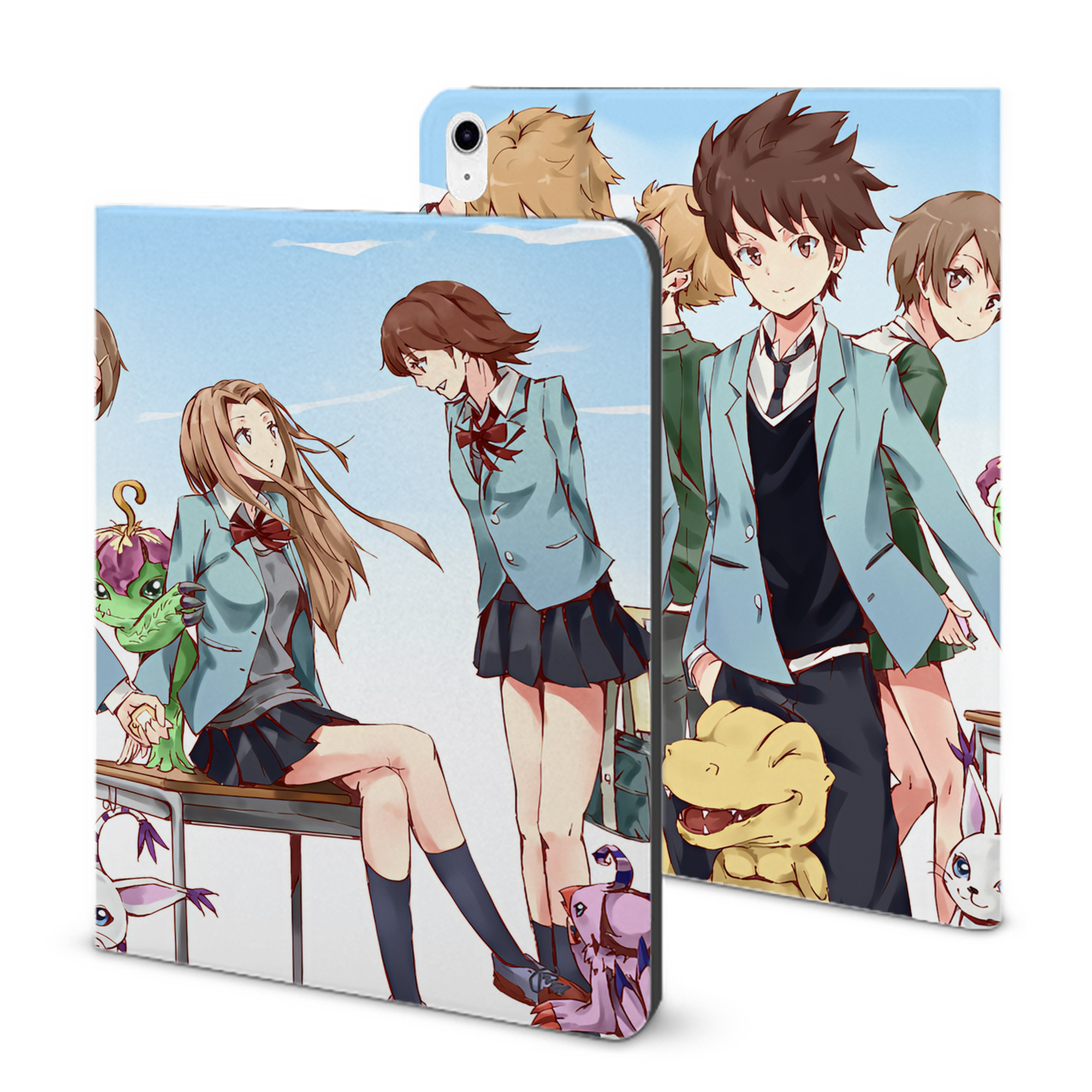 （画像用） Digimon デジタルモンスター/デジモン IPad ケース ブック型 PUレザー TPU 耐衝撃 軽量 薄型 ペン収納なし 全面保護 IPad 各モデル対応